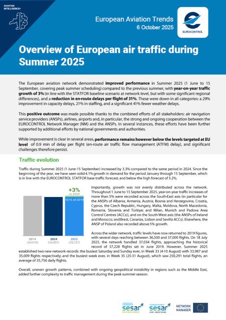 Aviation Trends #10 - Overview of European air traffic during Summer 2025