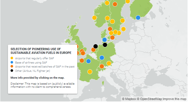 SAF use at European airports