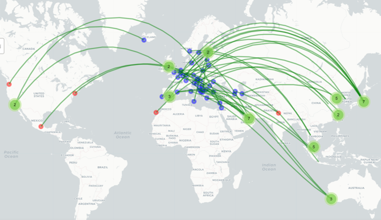 Longest flights from Europe