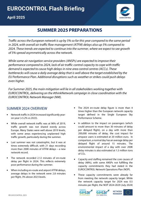 EUROCONTROL Flash Briefing on Summer 2025 preparations