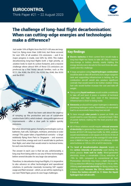 Think Paper #21 - Long-haul flight decarbonisation: When can cutting-edge energies & technologies make a difference?